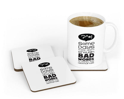 Funny 'Not Enough Bad Words' Coffee Mug & Coaster Set