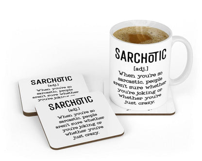 Funny 'Sarchotic' Definition Mug and Coaster Set: Sarcastic Office Gift