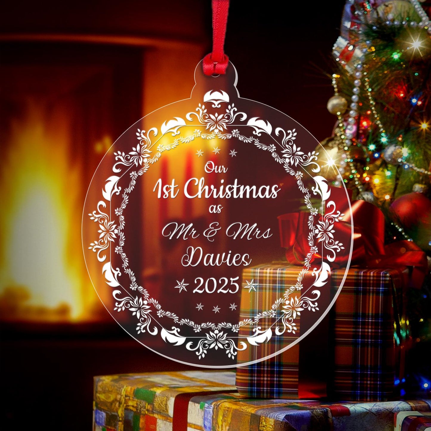 Personalised First Christmas Mr And Mrs Bauble 1st Xmas Married Decoration Gift