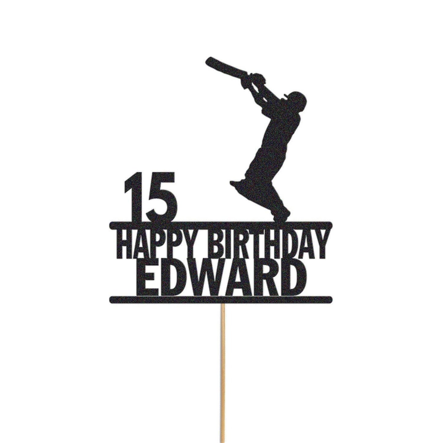 Personalised Glitter Cricket Cake Topper: Birthday Party Decor