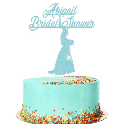 Glitter Cake Topper - Bridal Shower - Personalised Decor For Wedding Celebration