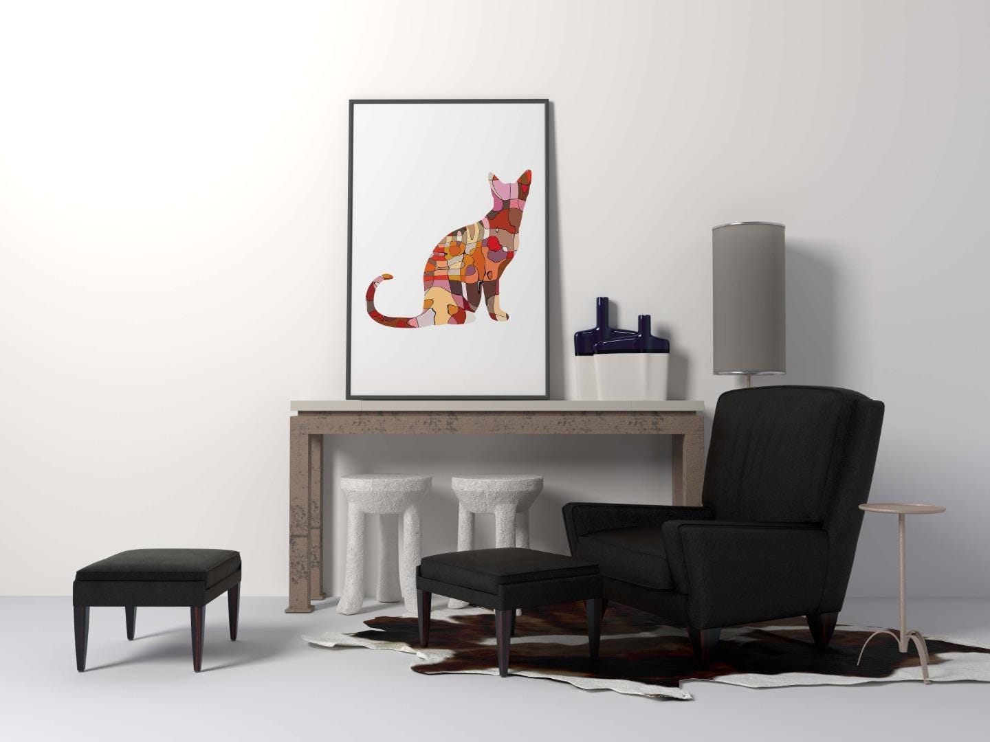 Cat Kitten Kids Bedroom Woodland Forest Animal Wall Art Home Decor Print Poster