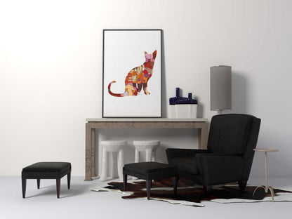 Cat Kitten Kids Bedroom Woodland Forest Animal Wall Art Home Decor Print Poster