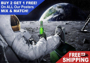 Astronaut Space Moon Funny Scene Giant Poster - A5 A4 A3 A2 A1 Huge Sizes