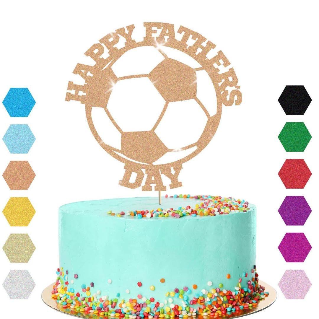 Happy Fathers Day Football Cake Topper Dad Daddy Party Glitter Cake Decoration