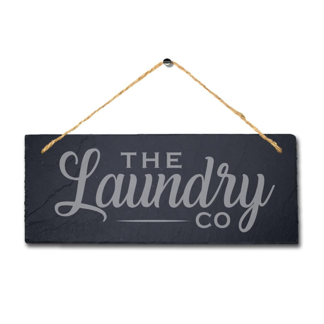 Laundry Laser Engraved Hanging Slate Washing Hub Kitchen Home Rustic Plaque Sign