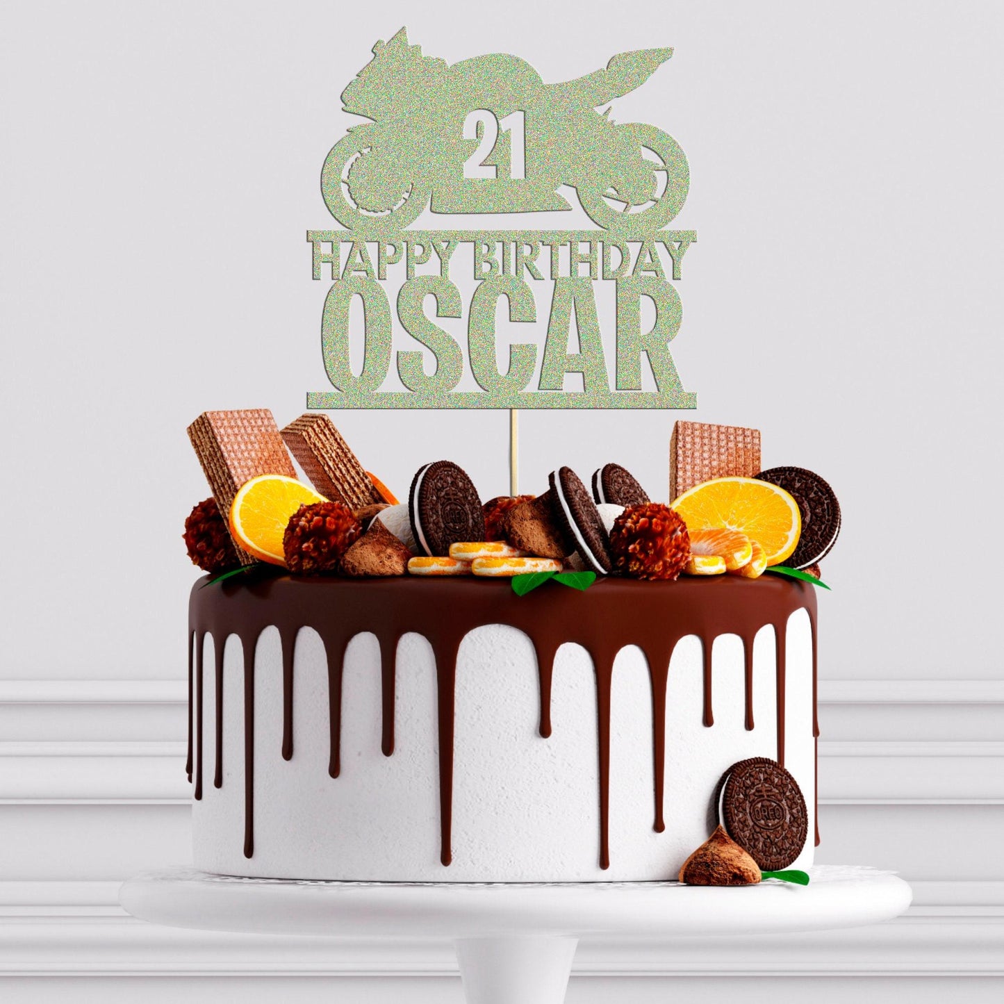 Custom Motorbike Racing Cake Topper Personalised Birthday Delight For Boys! Any Name & Age Included