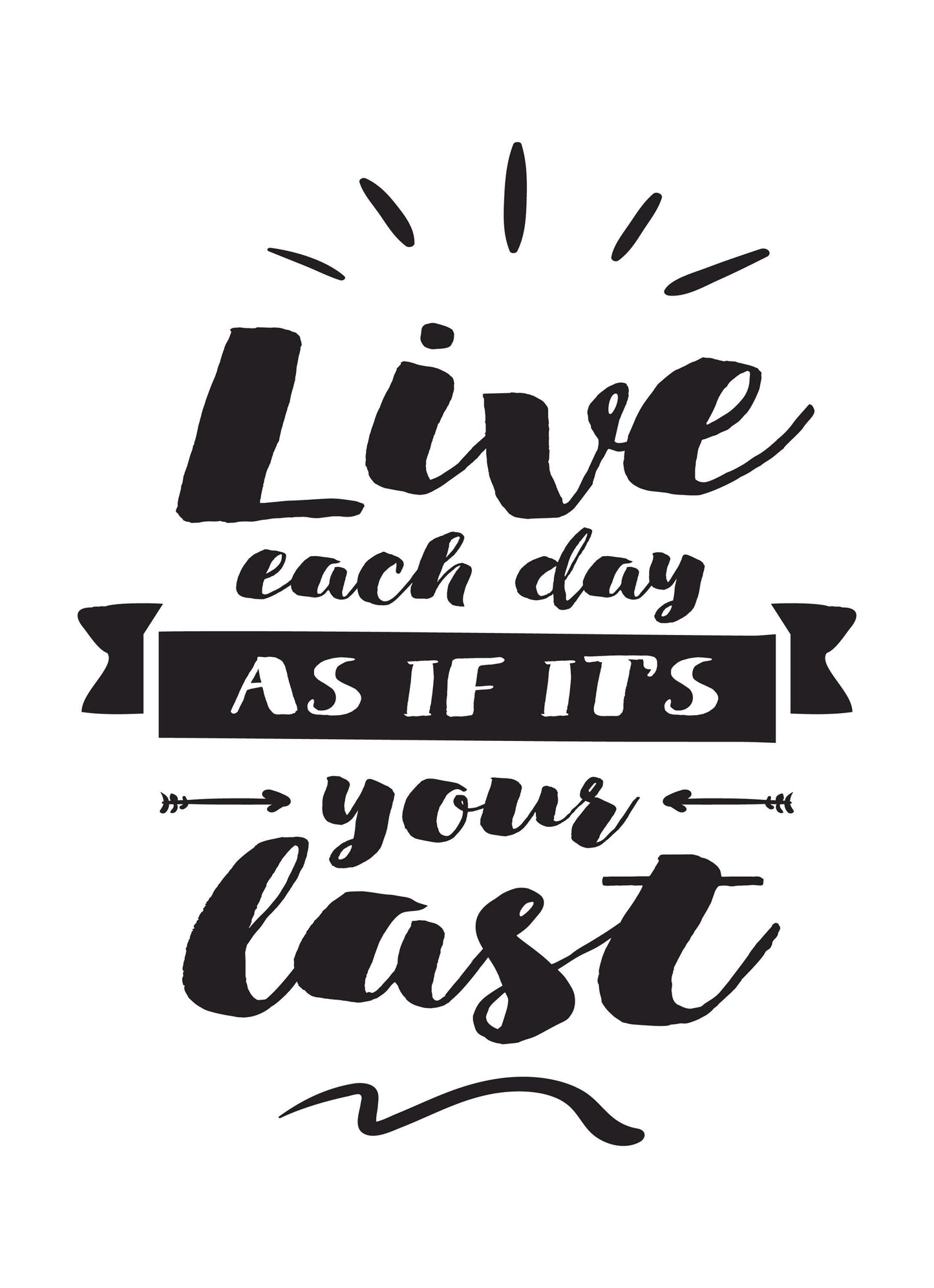 Live Each Day As If Last Inspirational Positive Quote Art Poster Print Wall