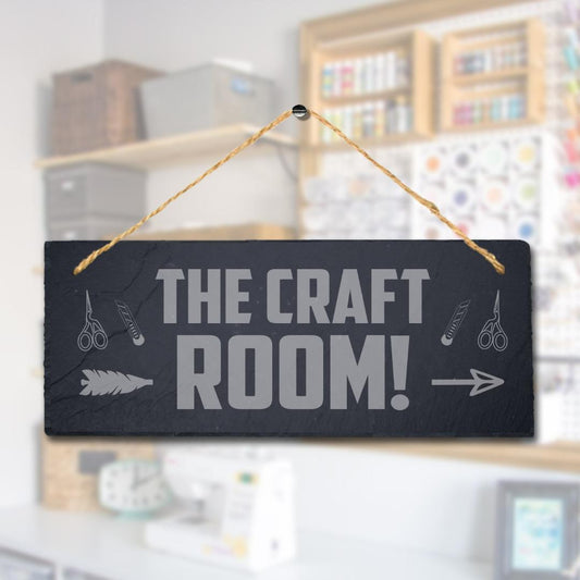 The Craft Room Laser Engraved Hanging Slate Home Decor Room Door Plaque Sign