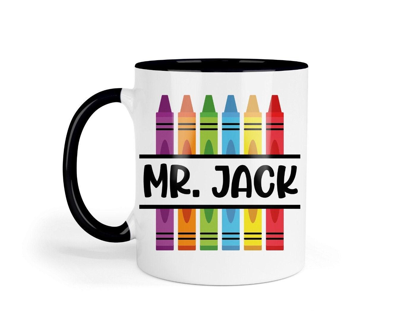 Personalised Teacher Name Crayon Mug & Coaster Set Teacher Teaching Assistant Nursery Gift