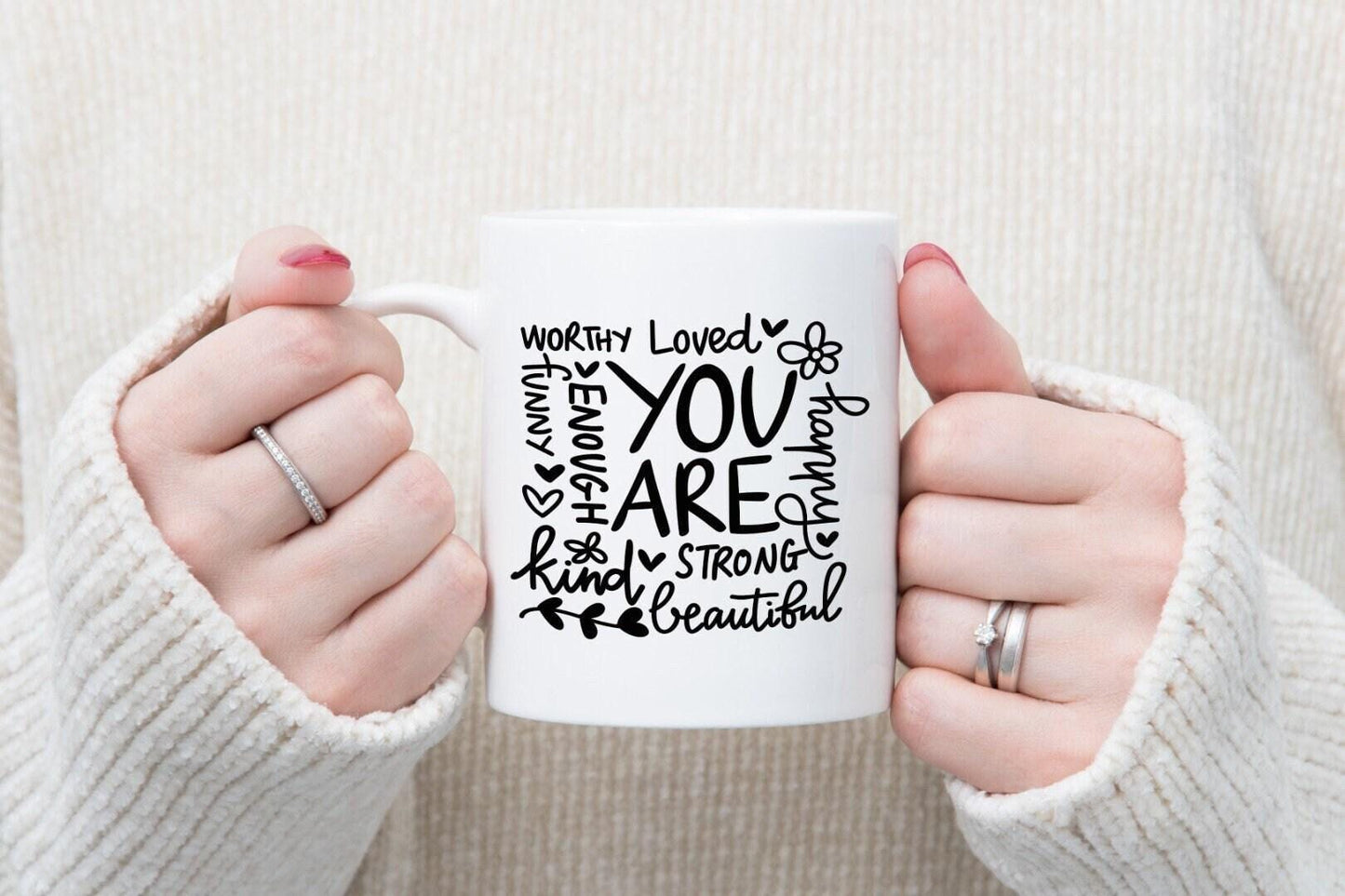 You Are Worthy Motivational Mug Ceramic Mug Tea Cup And Coaster Set Gift