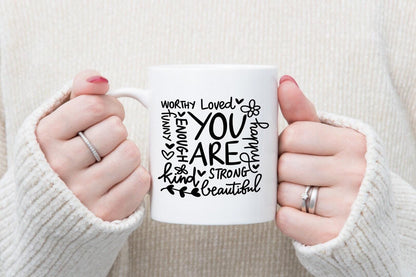 You Are Worthy Motivational Mug Ceramic Mug Tea Cup And Coaster Set Gift