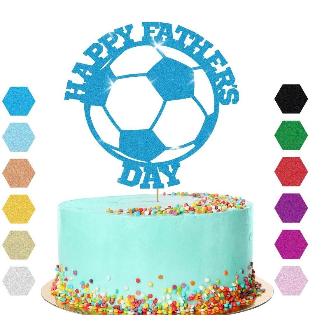 Happy Fathers Day Football Cake Topper Dad Daddy Party Glitter Cake Decoration