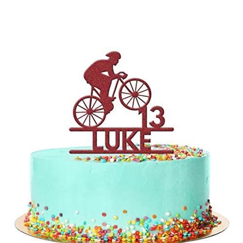 Personalised Bicycle Birthday Cake Topper Bike Biker Cyclist Acrylic Decoration