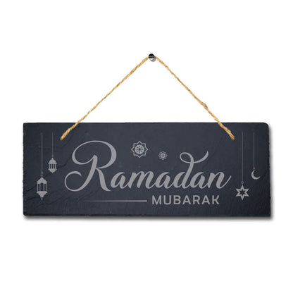 Ramadan Mubarak Laser Engraved Islamic Arabic Wall Hanging Slate Plaque Sign