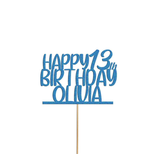 Personalised Glitter Birthday Cake Topper: Custom Name & Age