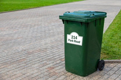 Personalised Wheelie Bin Sticker: Arch House Number, Waterproof Vinyl