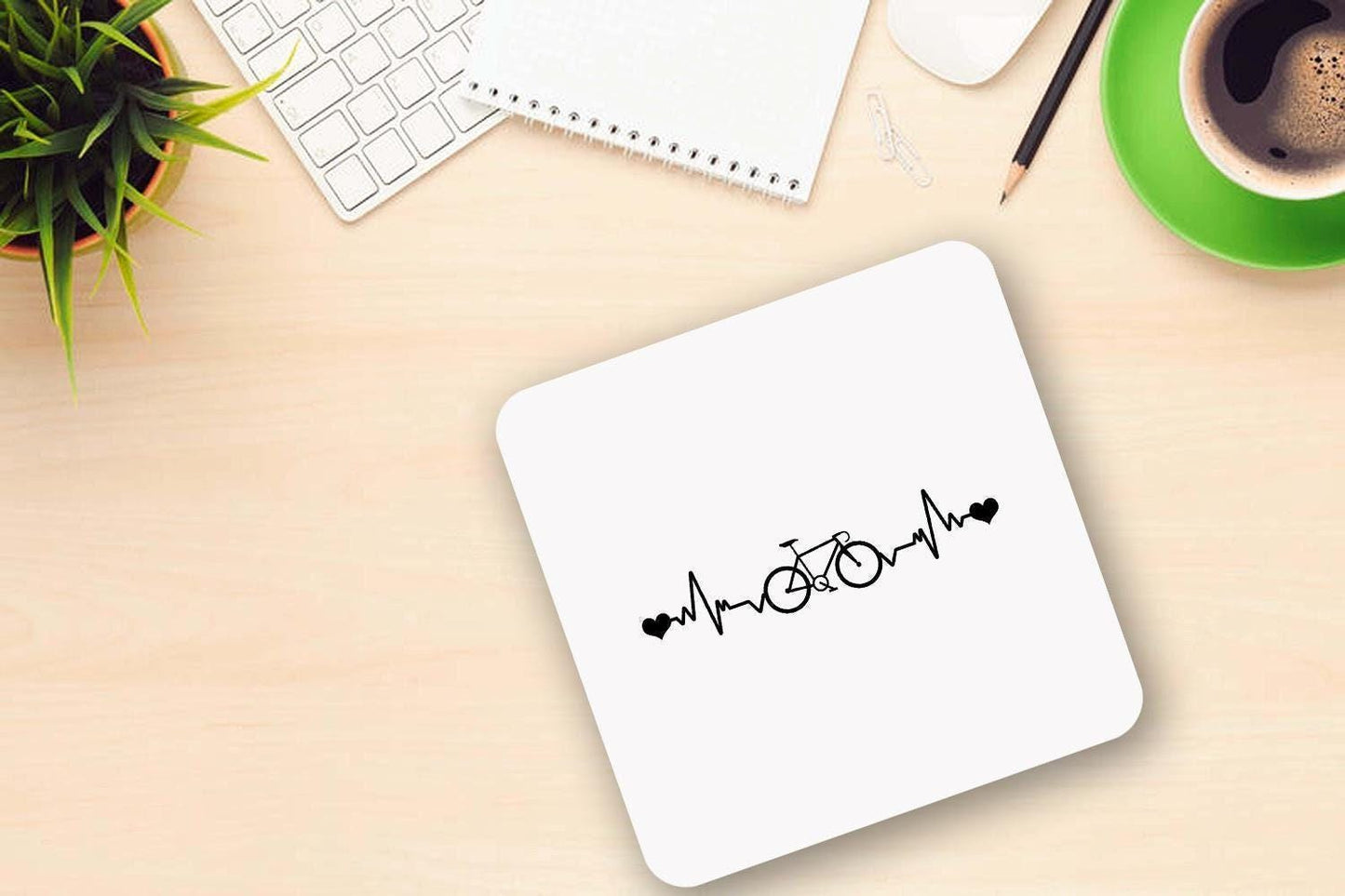 Cycle Heartbeat - Ceramic Novelty Mug & Coaster Coffee Tea Cup Fitness Freak Office Gift