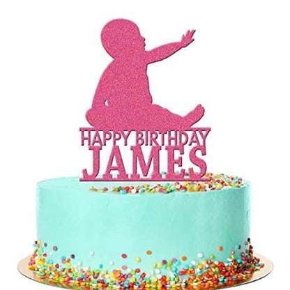 Personalised Acrylic Newborn Baby Boy Girl Birthday Cake Topper Decoration Gift