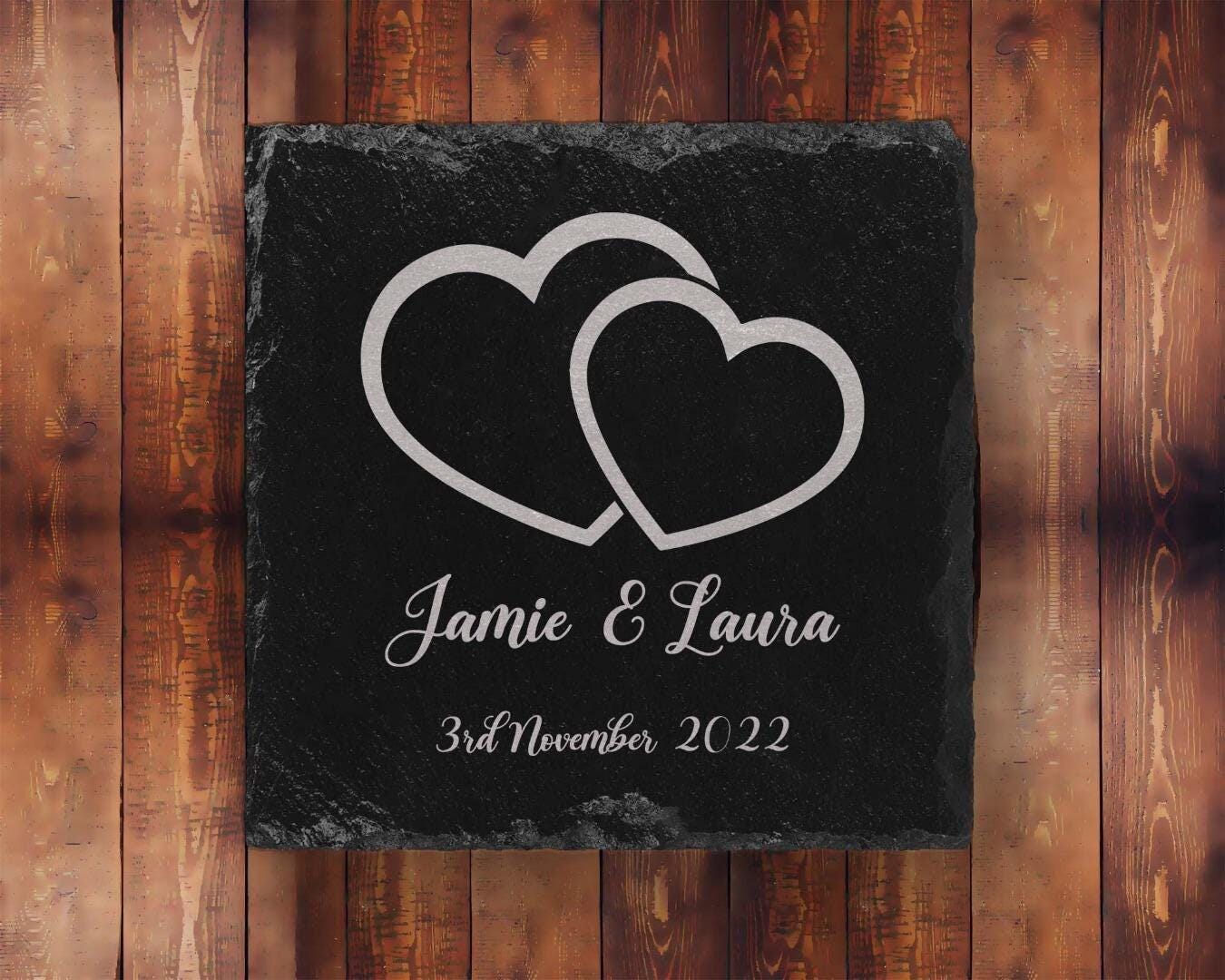 Personalised Slate Coaster: Engagement Gift, Names & Date