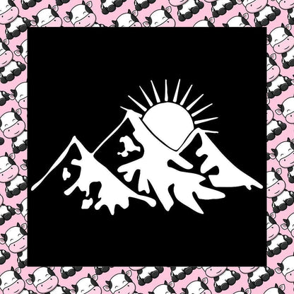 Sun Behind Mountains Hiking Window Sticker Artistic Fun Vinyl Decal