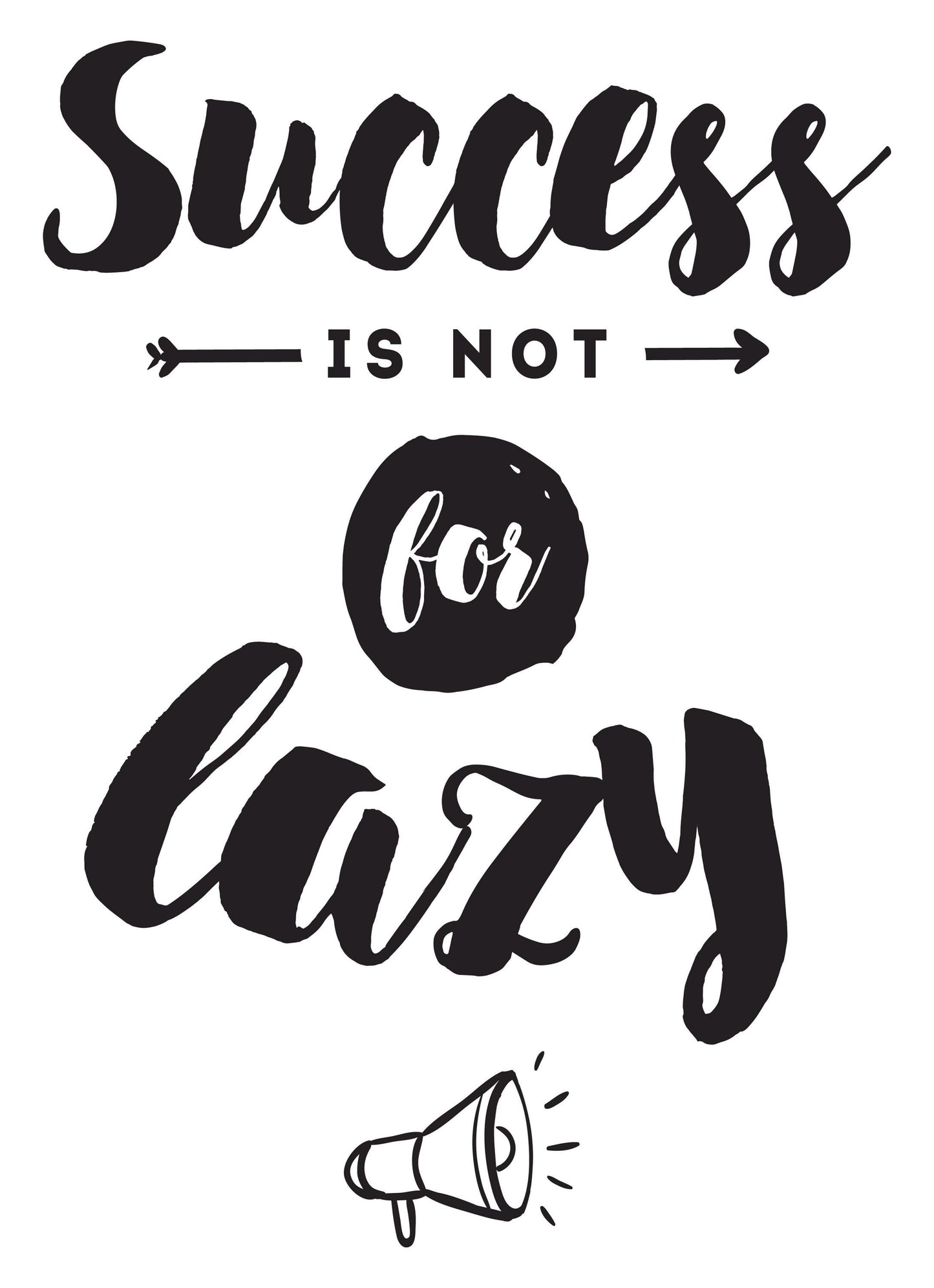 Success Is Not For Lazy Inspirational Positive Thoughts Quote Poster Print Wall