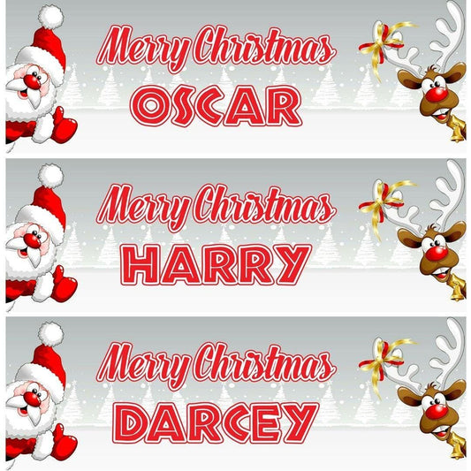 2 Personalised Merry Christmas Santa Design 2 Xmas Celebration Banners Posters