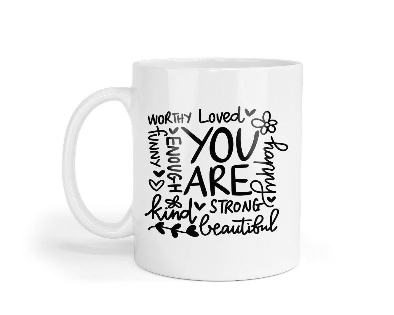 You Are Worthy Motivational Mug Ceramic Mug Tea Cup And Coaster Set Gift