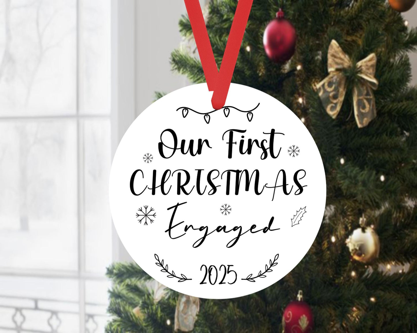 Our First Christmas As Engaged Bauble 1st Xmas Ceramic Ornament Keepsake Gift