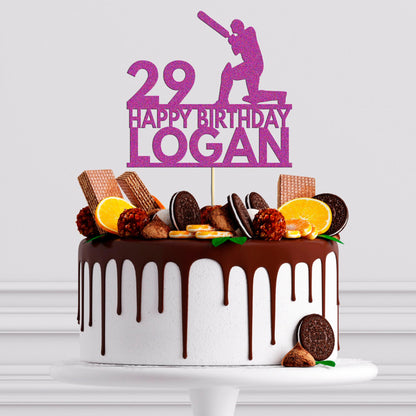 Cricket Cake Topper Personalised Birthday Celebration Any Name & Age