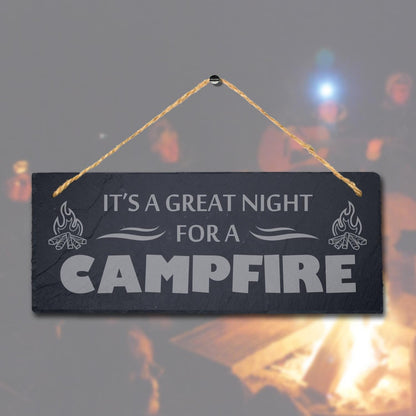 Campfire Laser Engraved Slate Camping Plaque: Caravan Decor