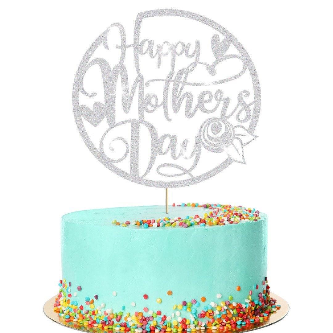 Hearts Design Happy Mothers Day Glitter Cake Topper Birthday Decoration
