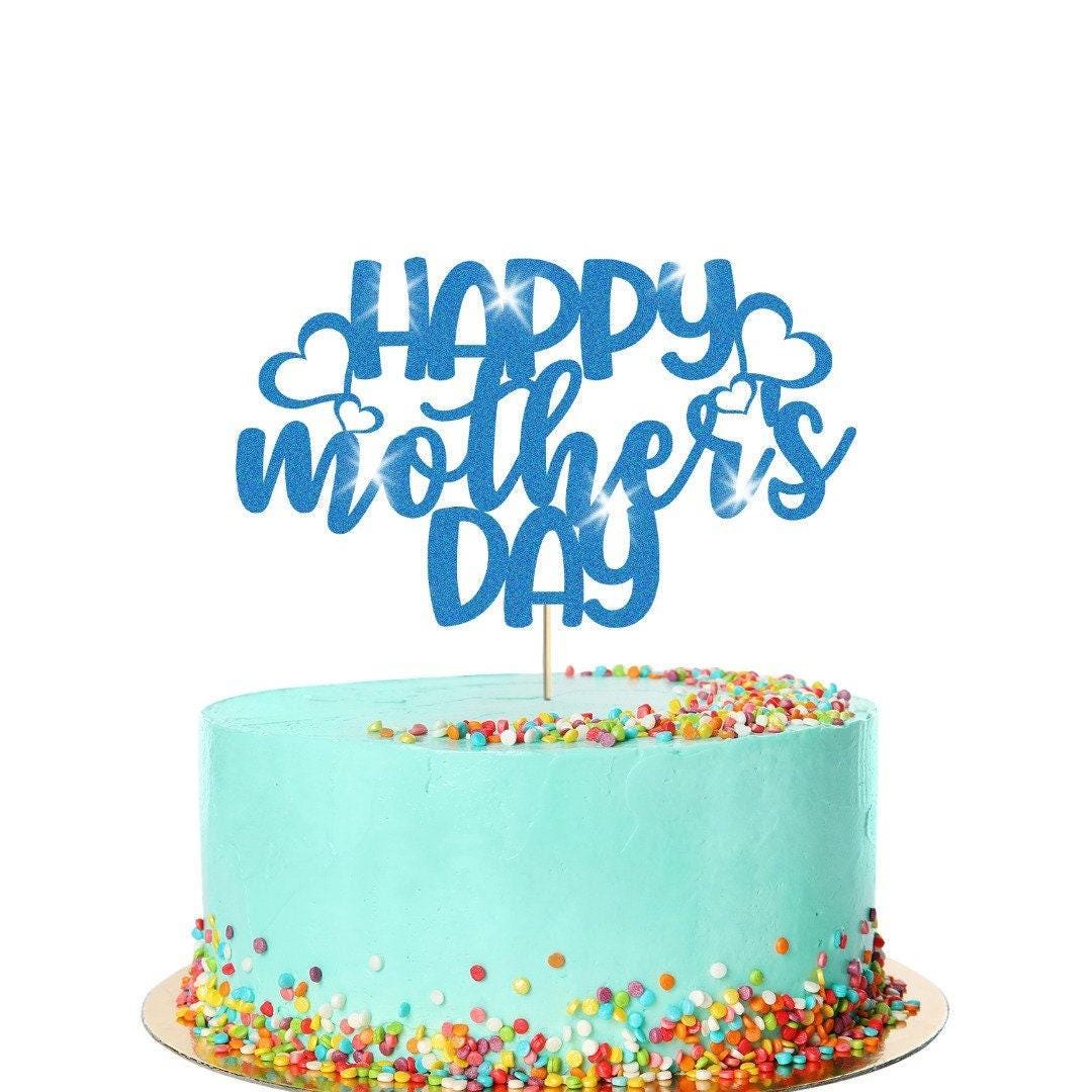 Happy Mothers Day Hearts Design Glitter Cake Topper Birthday Decoration