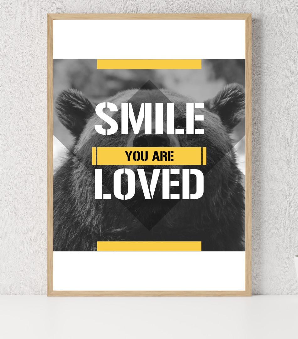 Smile You Are Loved Motivational Inspirational Love Positive Quote Poster Wall