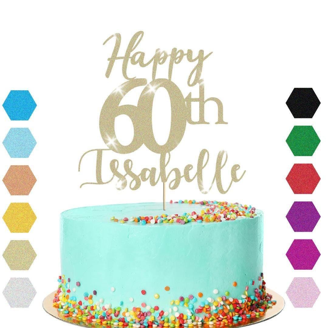 Personalised Name 60th Birthday Glitter Cake Topper Party Cake Decoration Gift