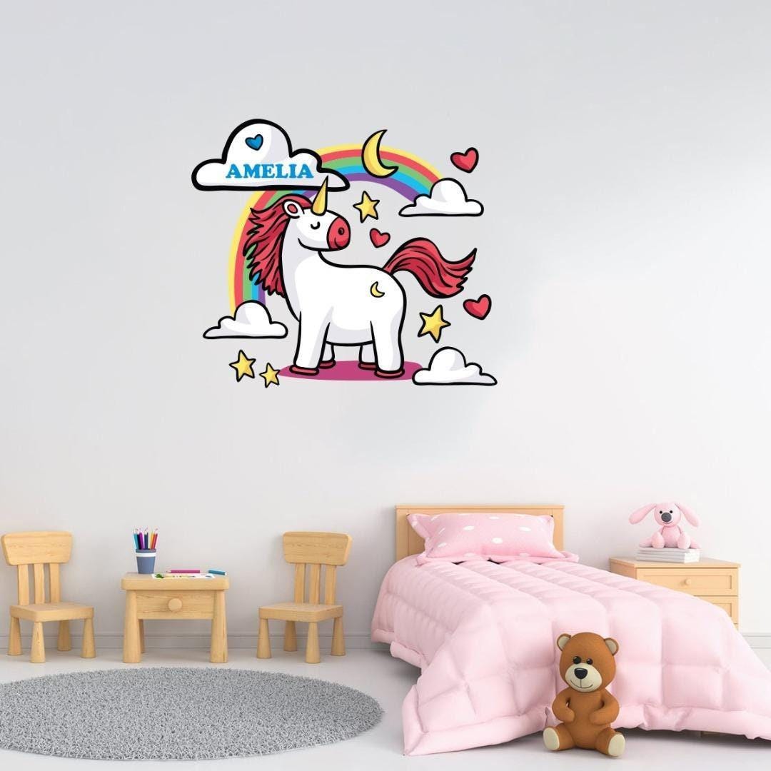 Personalised Stars Unicorn Wall Sticker Name Vinyl Decal Girls Kids Nursery Bedroom