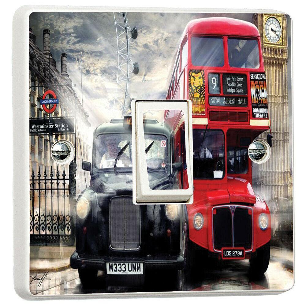 London Bus & Taxi Big Ben Westminister Light Switch Cover Skin Sticker Decal