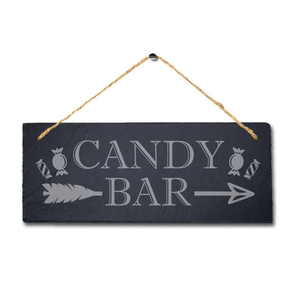 Candy Bar Right Way Arrow Engraved Hanging Slate Home Shop Plaque Sign