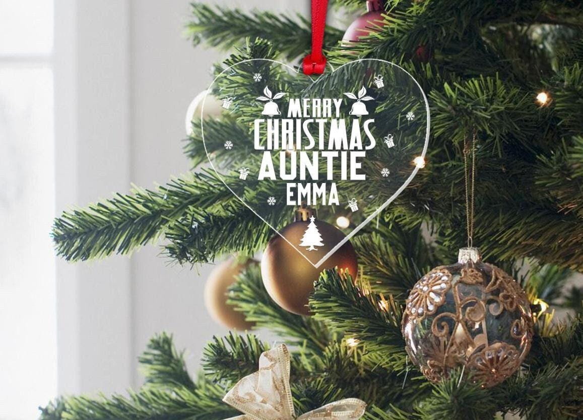 Personalised Auntie Christmas Bauble: Laser Engraved Acrylic Keepsake