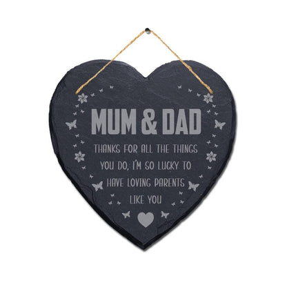Mum And Dad Rustic Slate Gift Plaque Anniversary Hanging Sign Ideal Gift