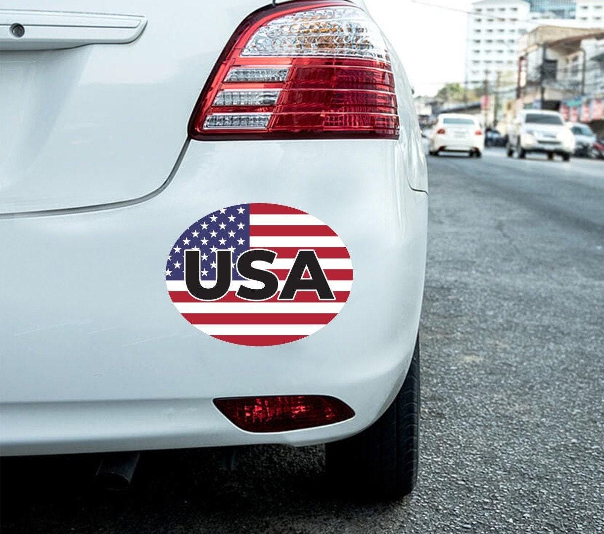 2 X Usa Car Stickers United State Flag Oval Self-adhesive Vinyl Car, Van, Lorry