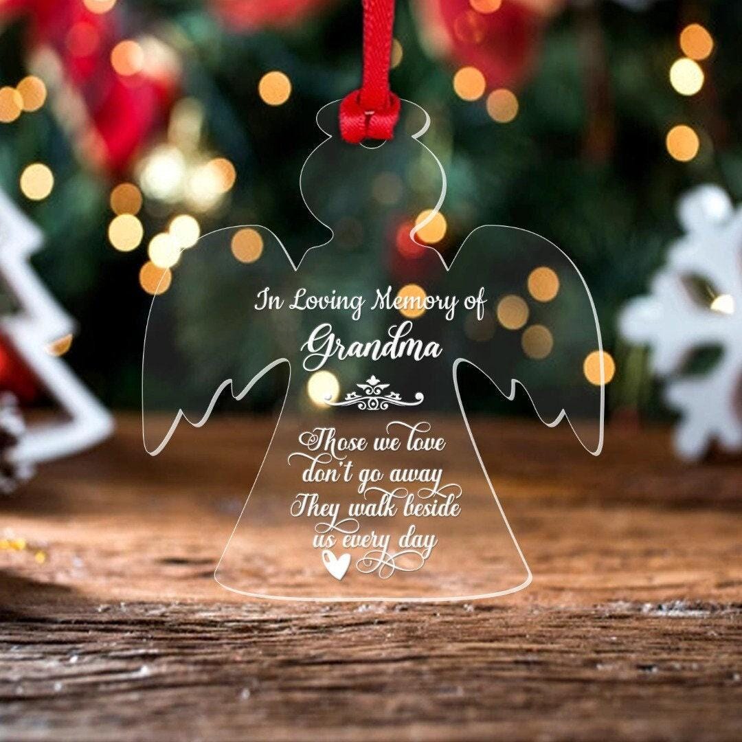 Personalised Name Memorial Christmas Bauble Xmas Tree Angel Remembrance Poem Gift