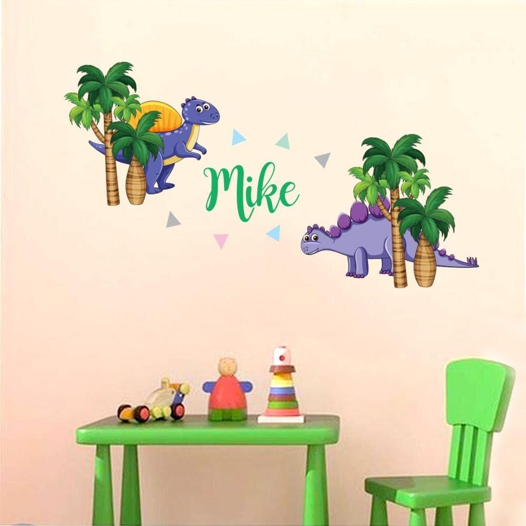 Personalised Dinasour Wall Sticker Name Vinyl Decal Girls Kids Nursery Bedroom