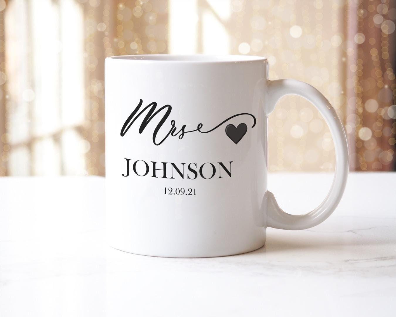 Personalised Mr. & Mrs. Mug Set, Custom Wedding Anniversary Gift