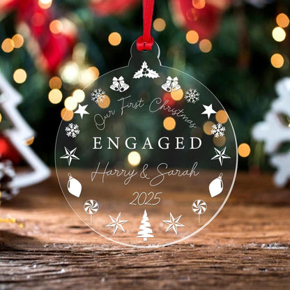 Personalised Couple Christmas Bauble Engagement Marriage Gift First Christmasgiftdecortree