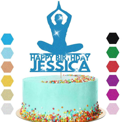 Yoga Cake Topper Personalised Girl Woman Birthday Cake Decoration Any Name & Age