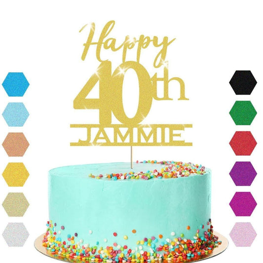 Personalised Name 40th Birthday Glitter Cake Topper Party Cake Decoration Gift