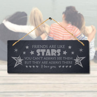 Best Friends Laser Engraved Hanging Slate Moving Friendship Gift Plaque Sign