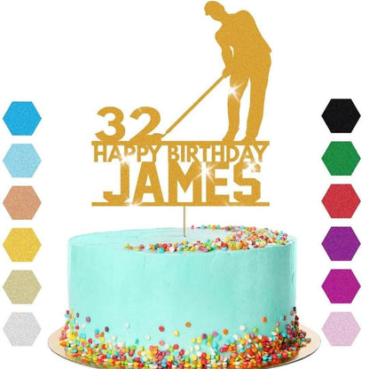 Golf Cake Topper Custom Golfer Golfing Birthday Cake Decoration Any Name & Age