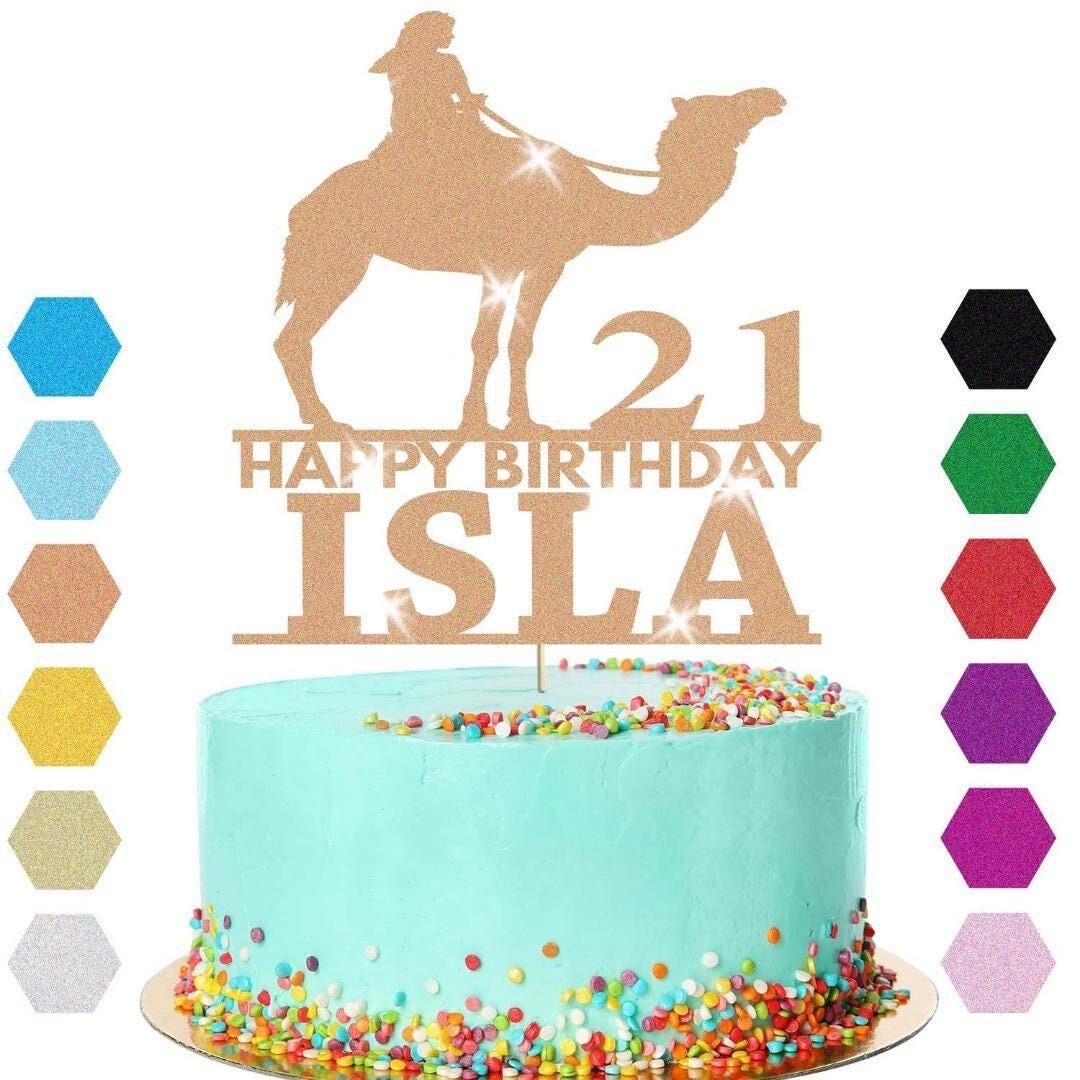 Riding Camel Cake Topper Personalised Girls Birthday Cake Decoration Any Name & Age